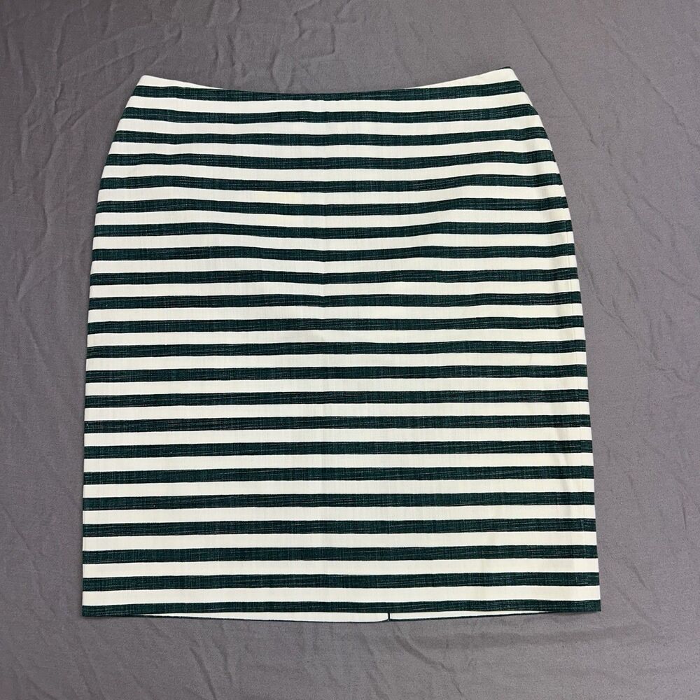 Talbots Women's Straight Pencil Skirt Green and White Stripes Size 8p Petite